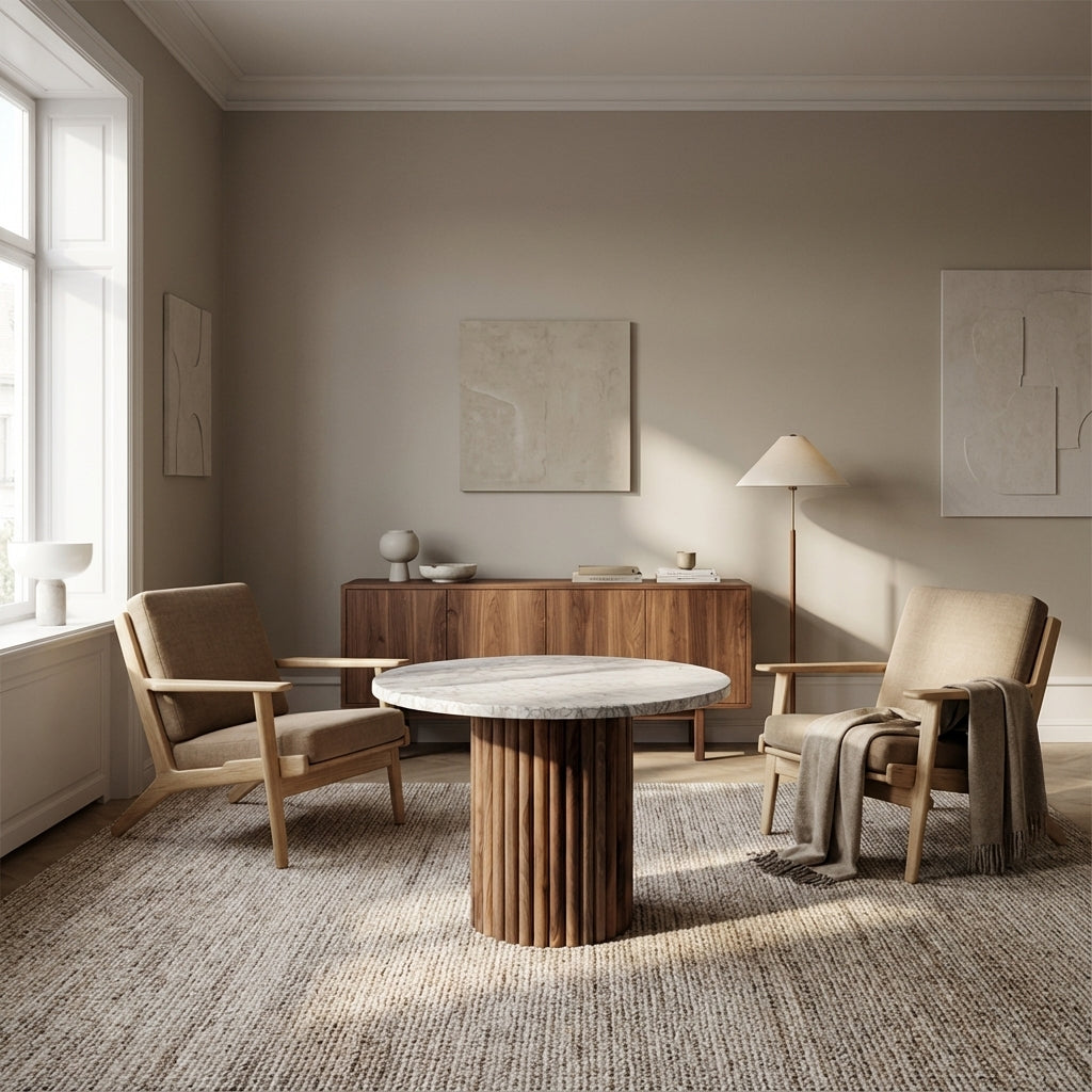 Moderne sofabord i valnød og sten (ID169)