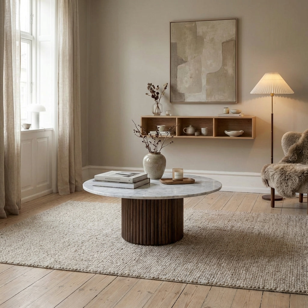 Sofabord i træ og sten (ID179)