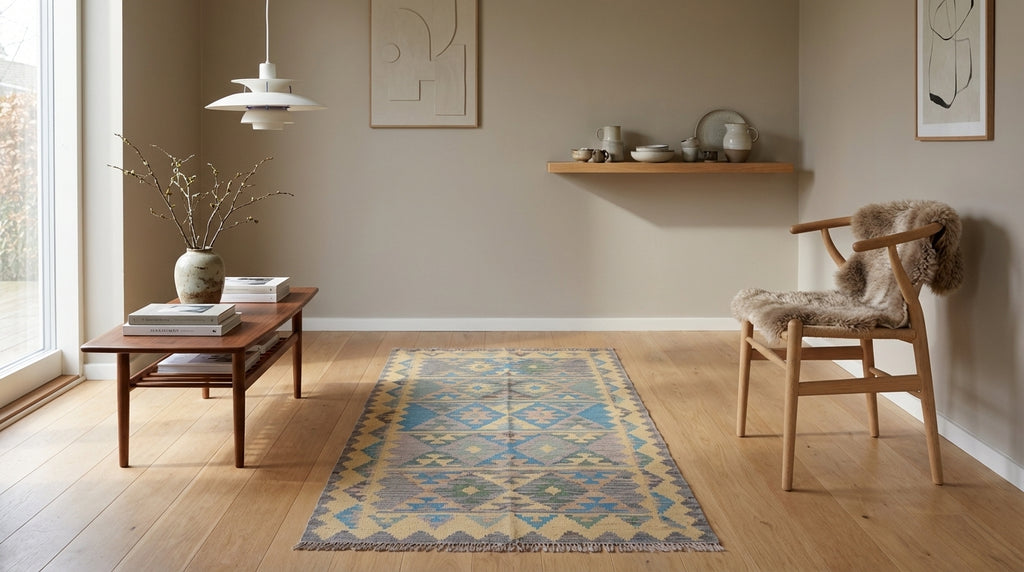 Kelim tæppe – Moderne Uld & Garn Fladvævet (ID308)