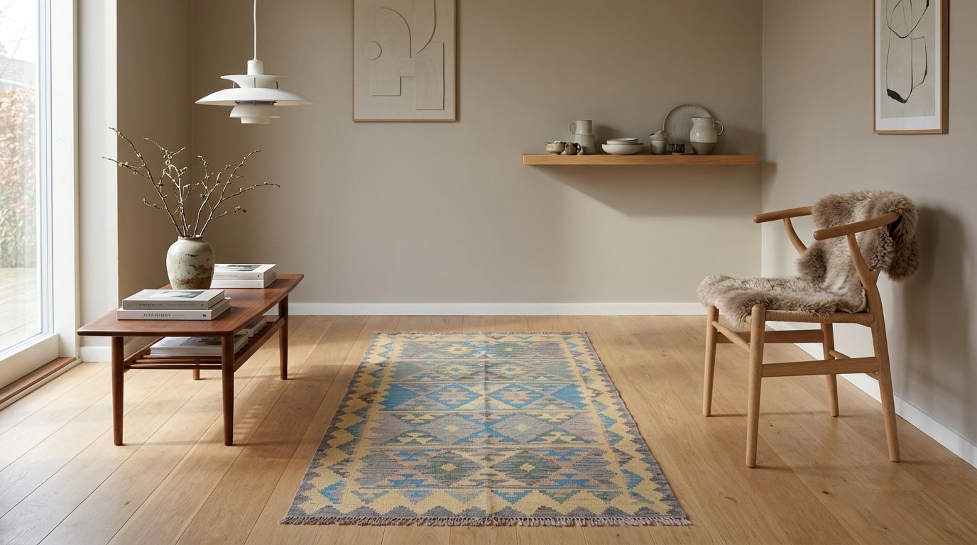 Kelim tæppe – Moderne Uld & Garn Fladvævet (ID308)