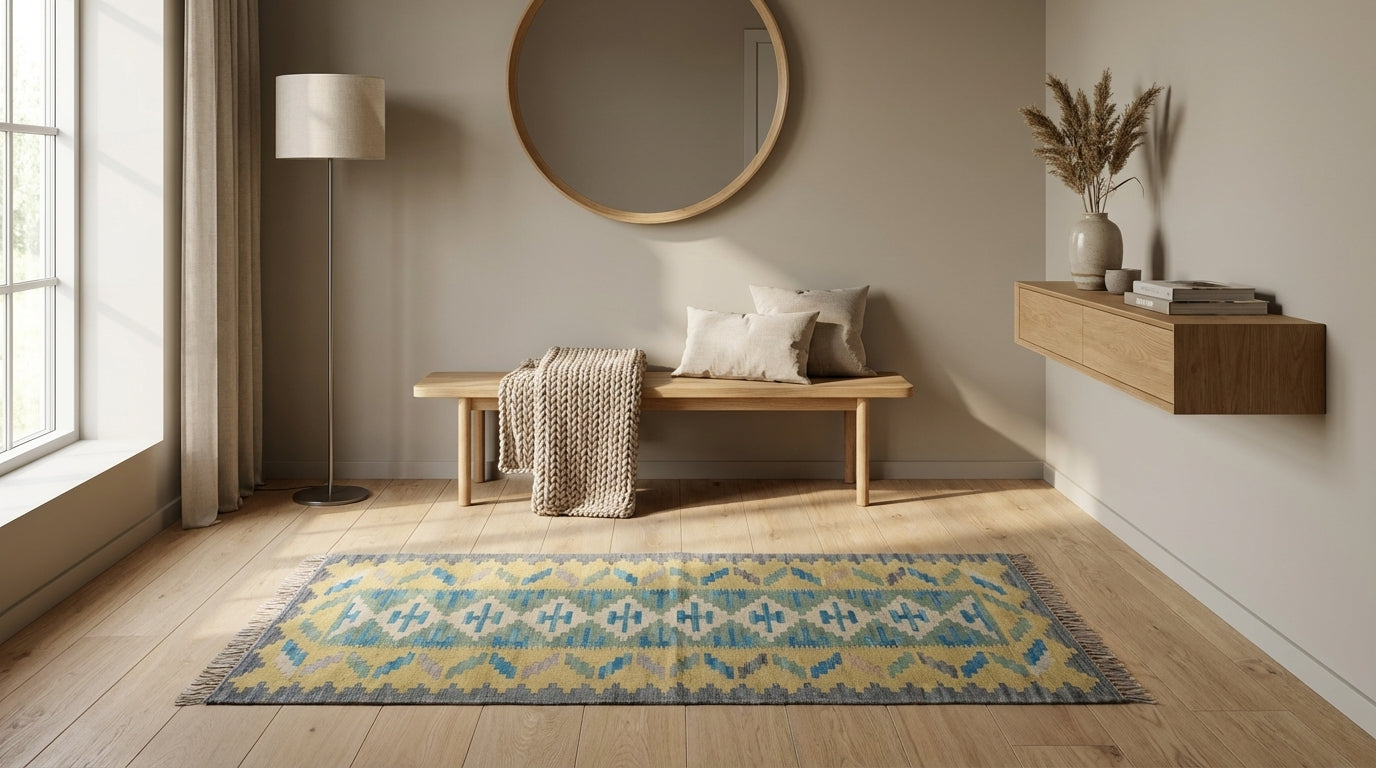 Håndvævet afghansk kelim-tæppe (ID51)