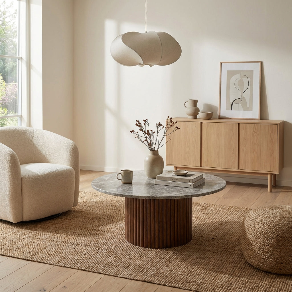 Sofabord i træ og sten (ID181)