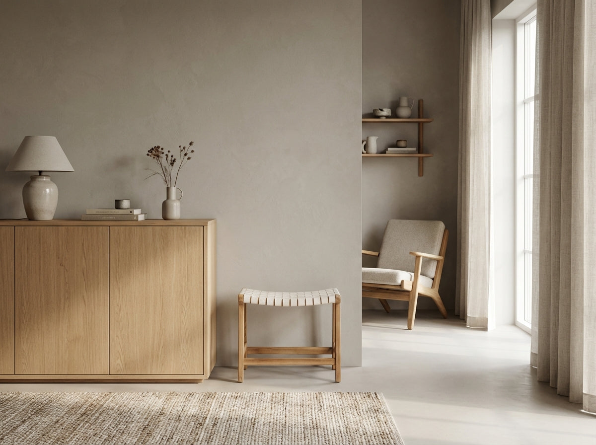 Hvid læderskammel (ID224)