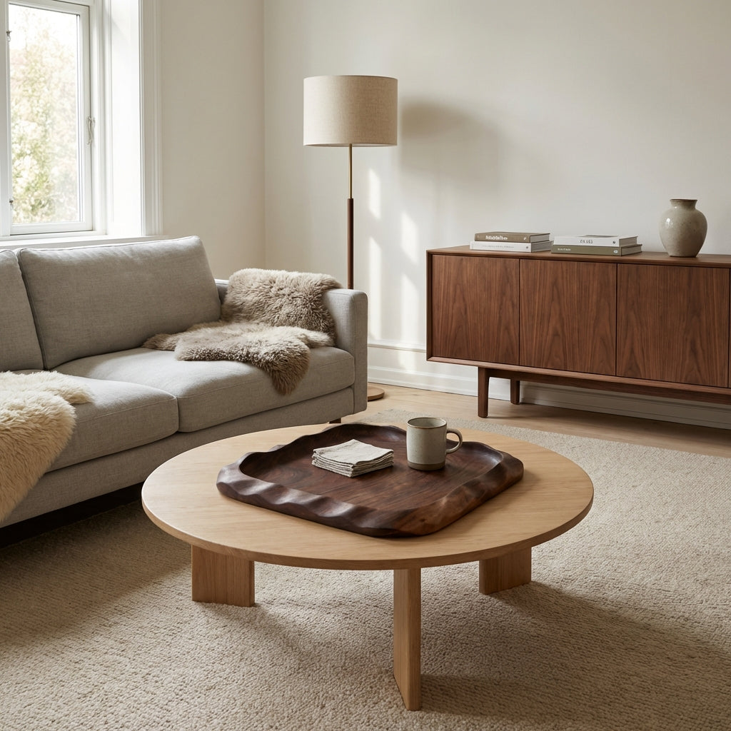 Moderne serveringsbakke i teaktræ (ID134)