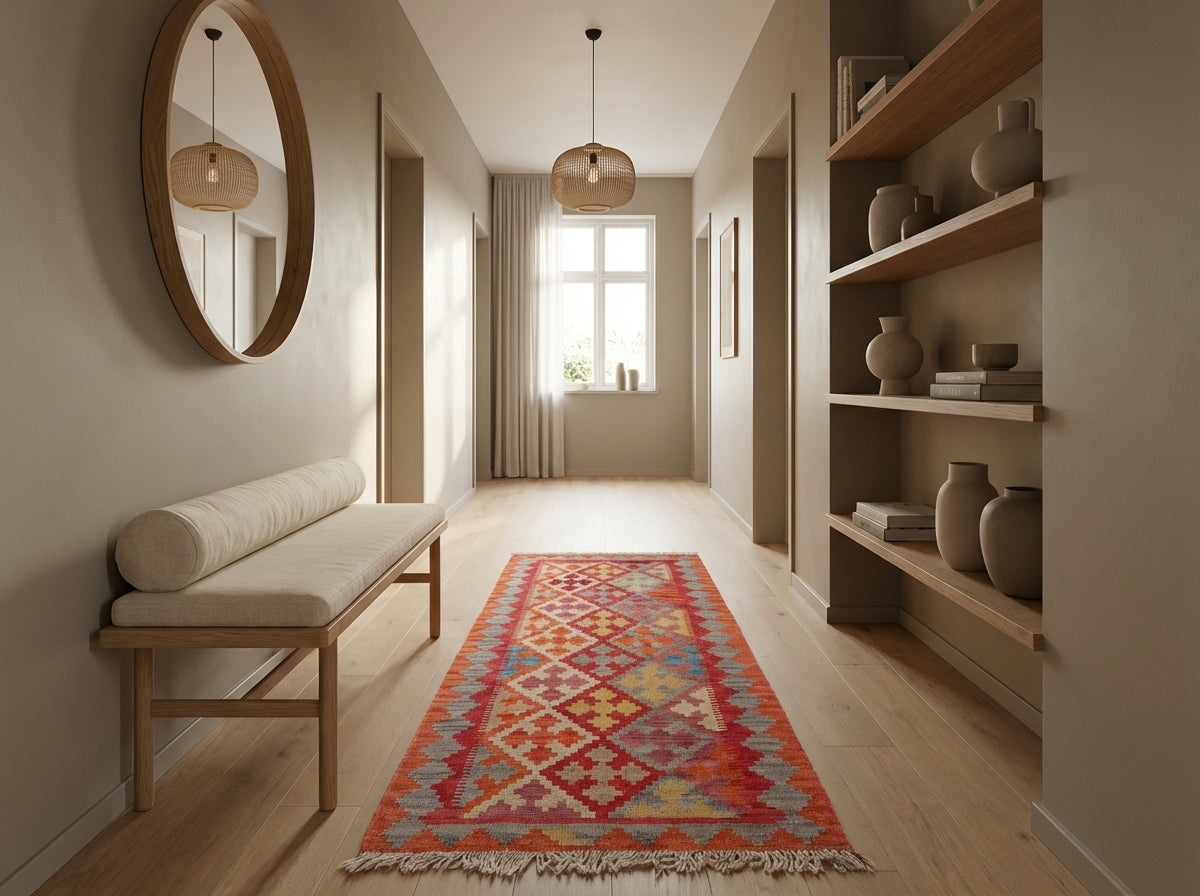 Håndvævet afghansk kelim-tæppe (ID36)