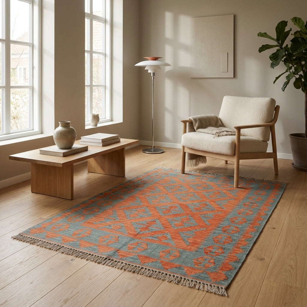 Håndvævet afghansk kelim-tæppe (ID2)