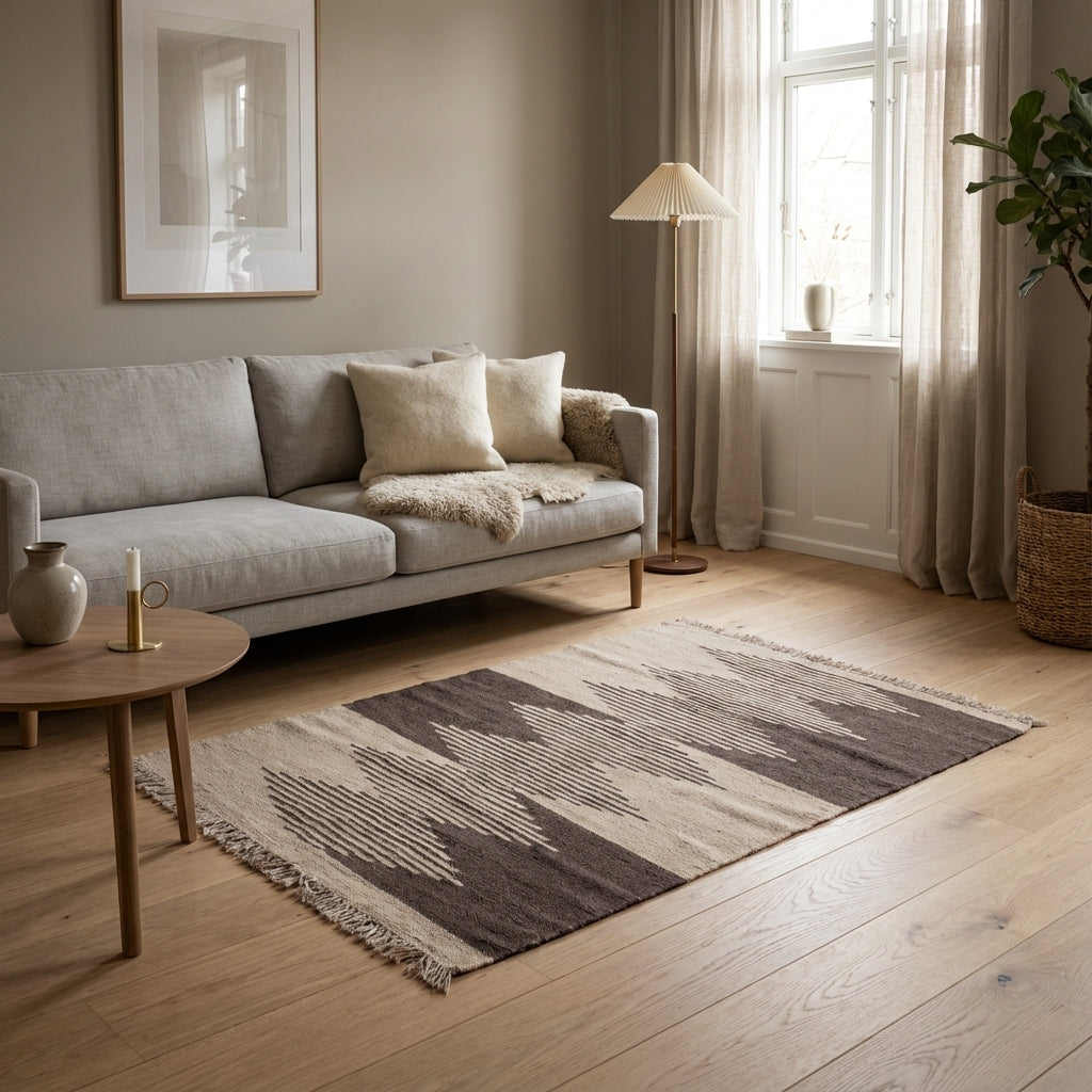 Kelim tæppe – Moderne Uld & Garn Fladvævet (ID285)