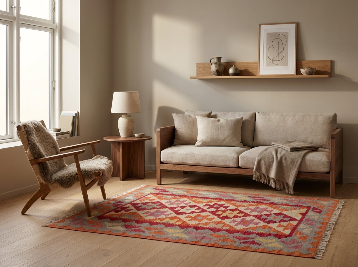 Håndvævet afghansk kelim-tæppe (ID6)