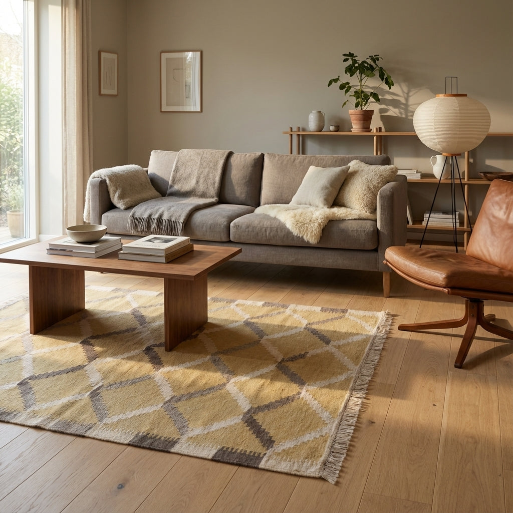 Håndvævet afghansk uld kilim tæppe 182 × 120 cm (ID187)