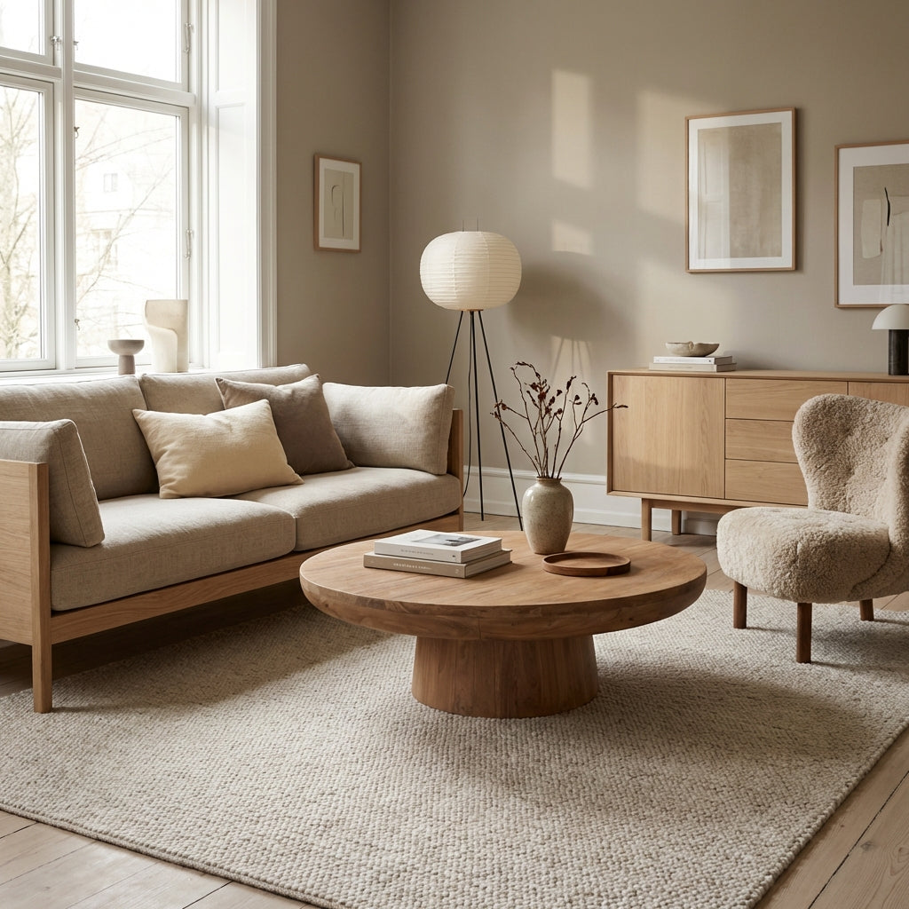 Rundt sofabord i teaktræ (ID194)