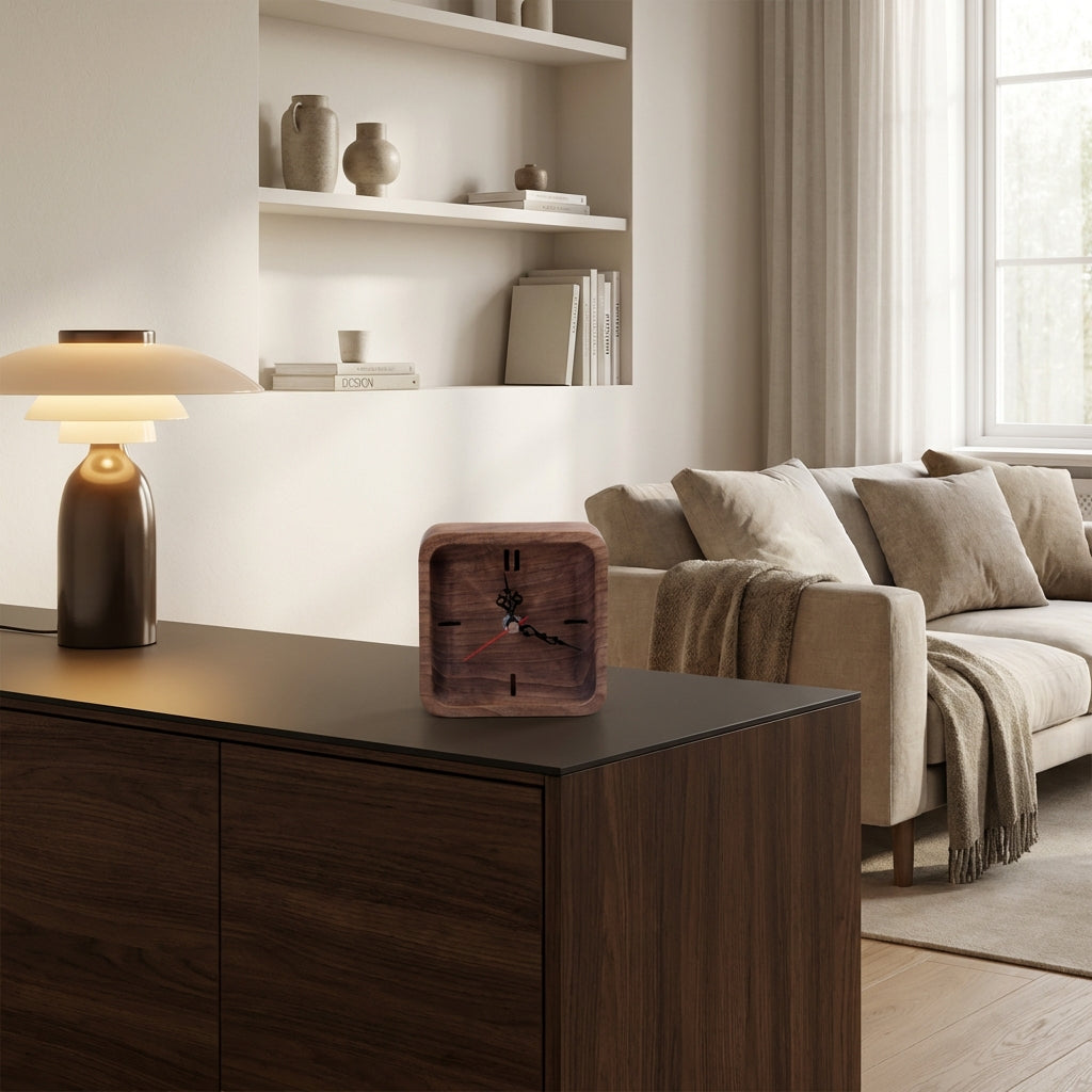 Moderne vægur i træ (ID148)