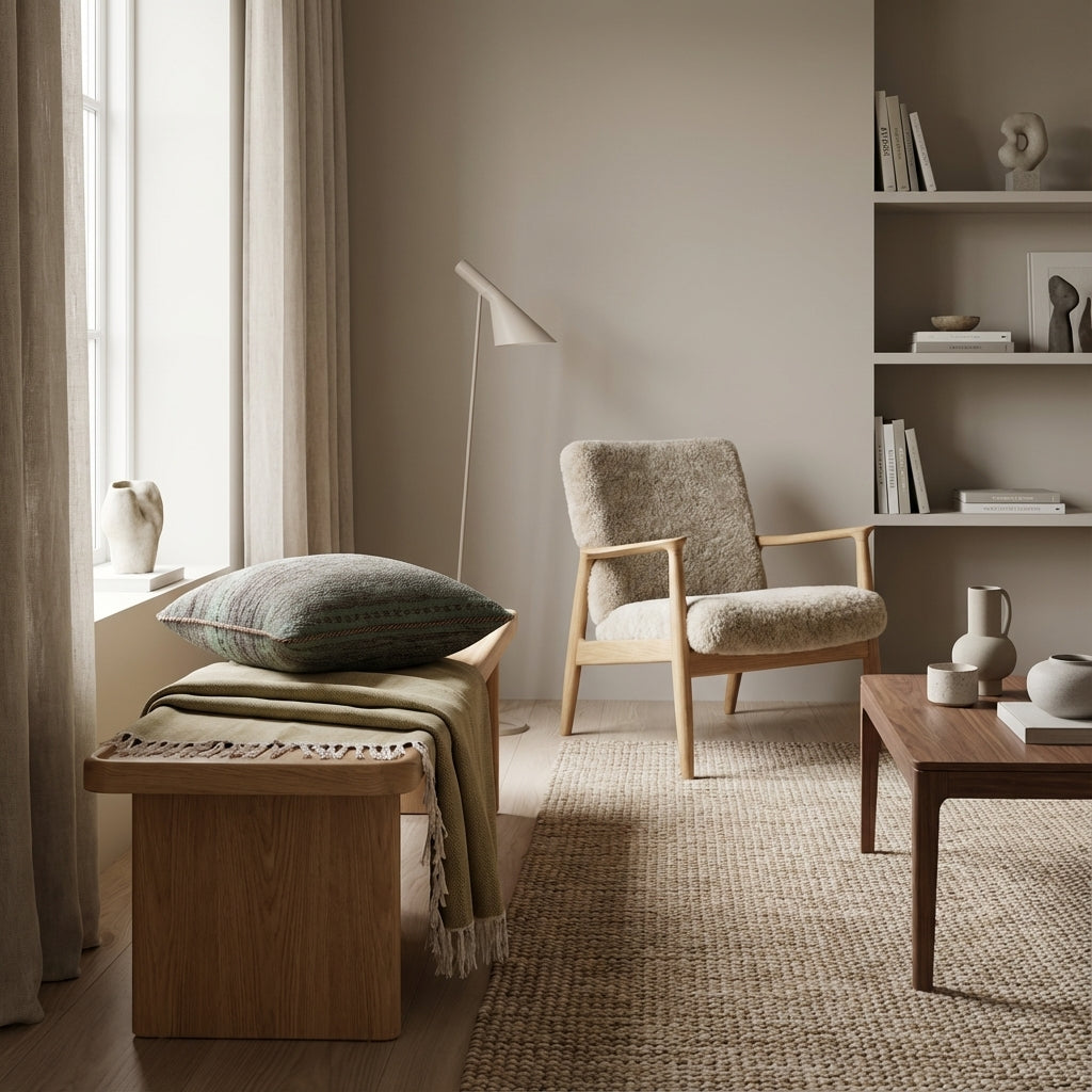 Pude med kelimbetræk (kvadrat) – grå med Tribal Band (ID333)