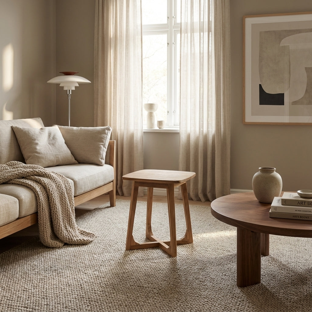 Rundt sofabord i teaktræ (ID216)