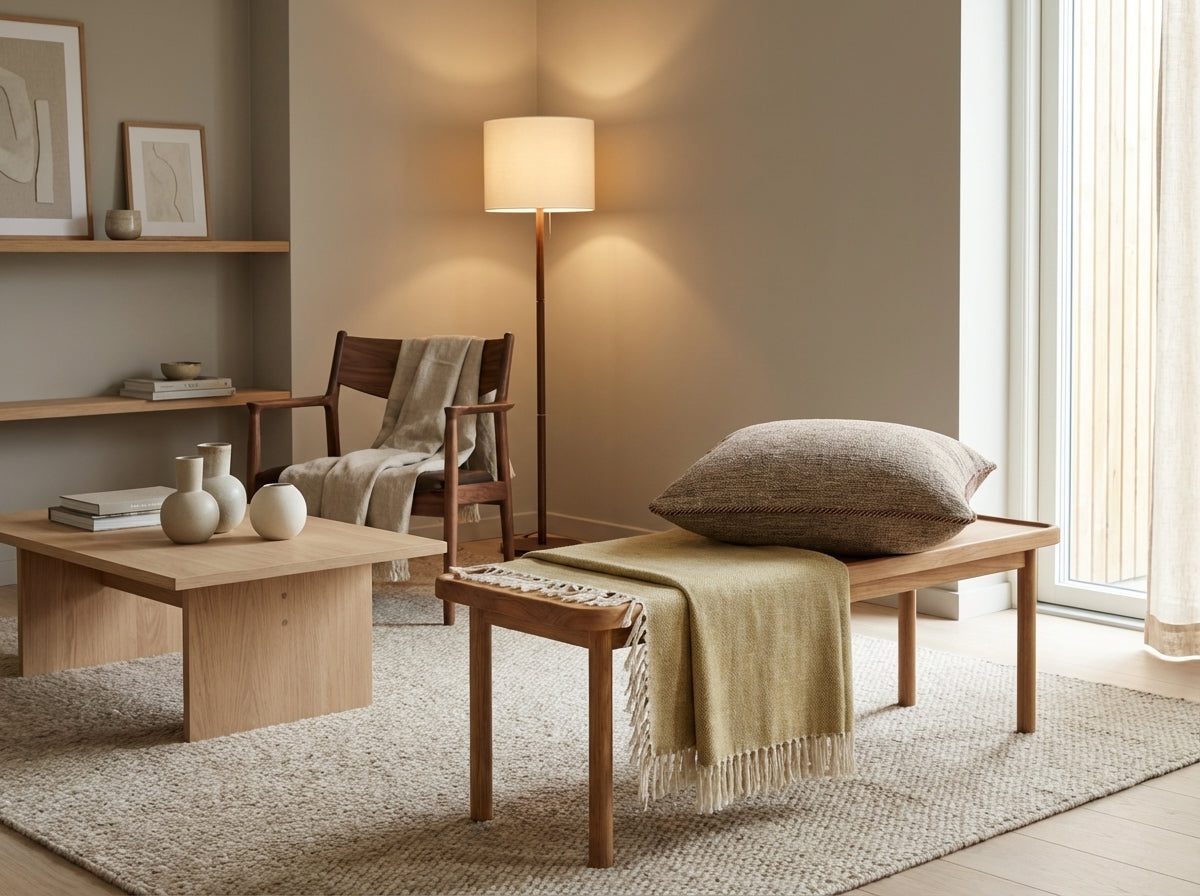 Pude med kelimbetræk (kvadrat) – Light taupe ensfarvet (ID336)