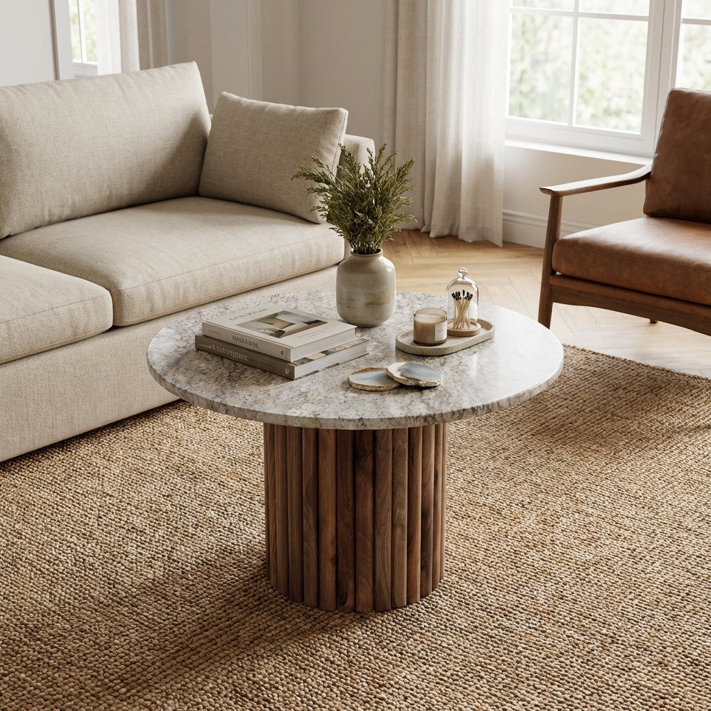 Moderne spisebord i valnød og sten (ID167)