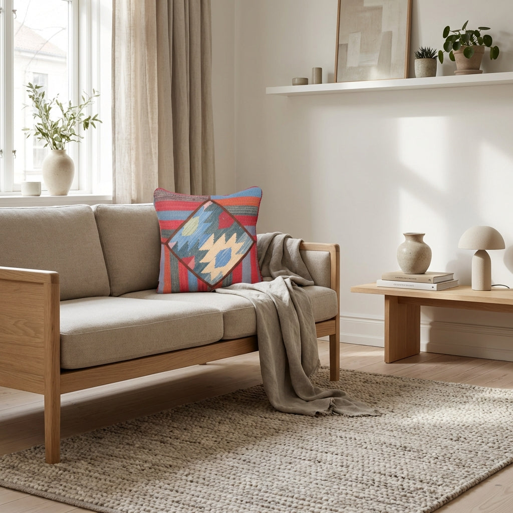 Pude med kelimbetræk (kvadrat) – multifarvet diamant Patch (ID329)