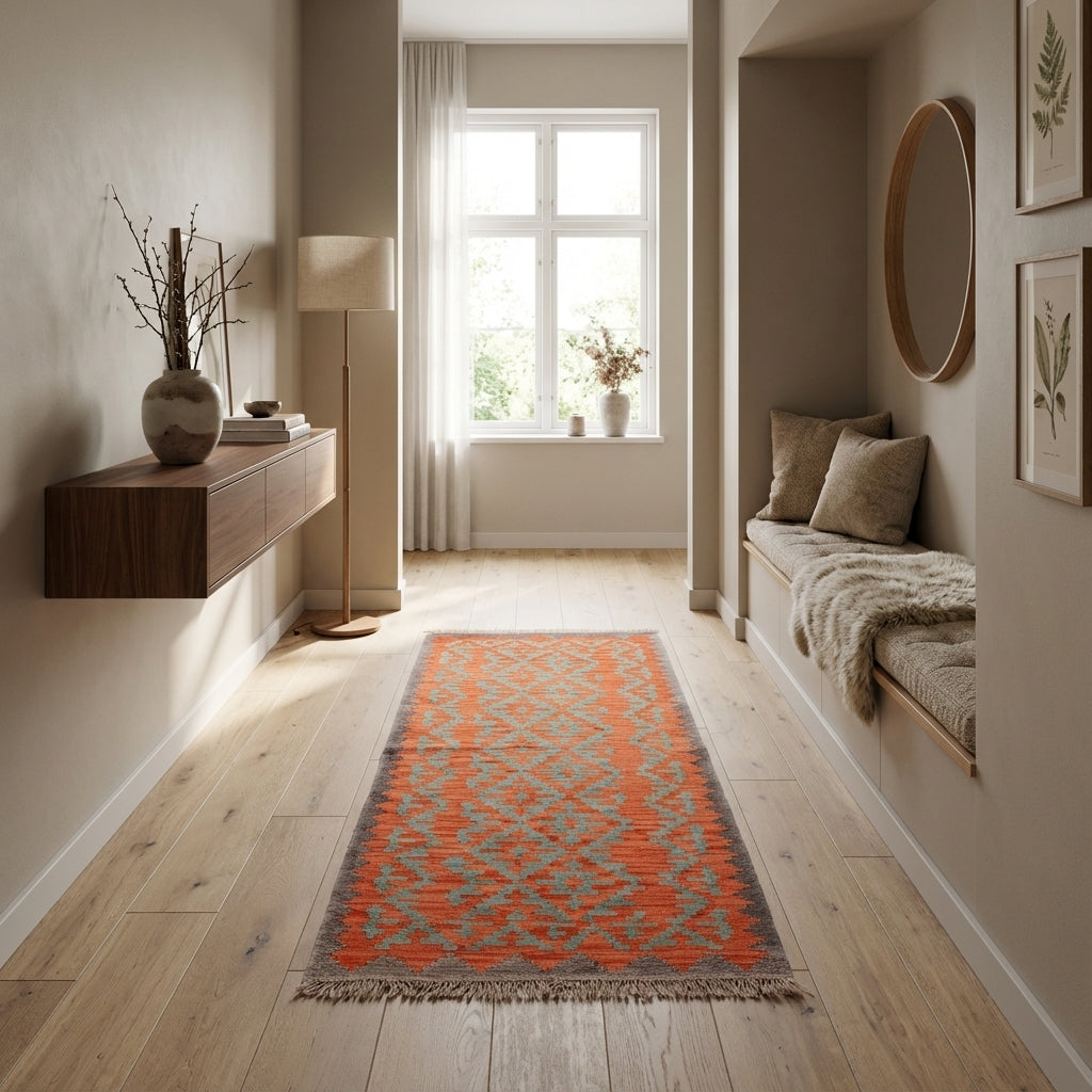 Kelim tæppe – Moderne Uld & Garn Fladvævet (ID302)