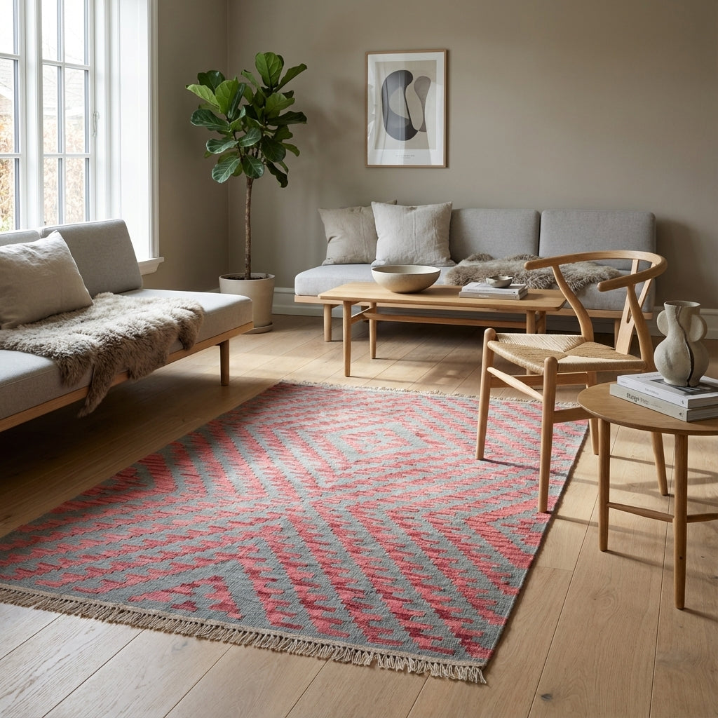 Håndvævet afghansk uld kilim tæppe 120 × 178 cm (ID182)