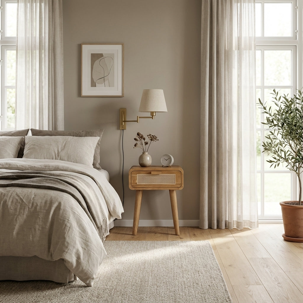 Rattan Natbord i teaktræ og rattan (ID211)