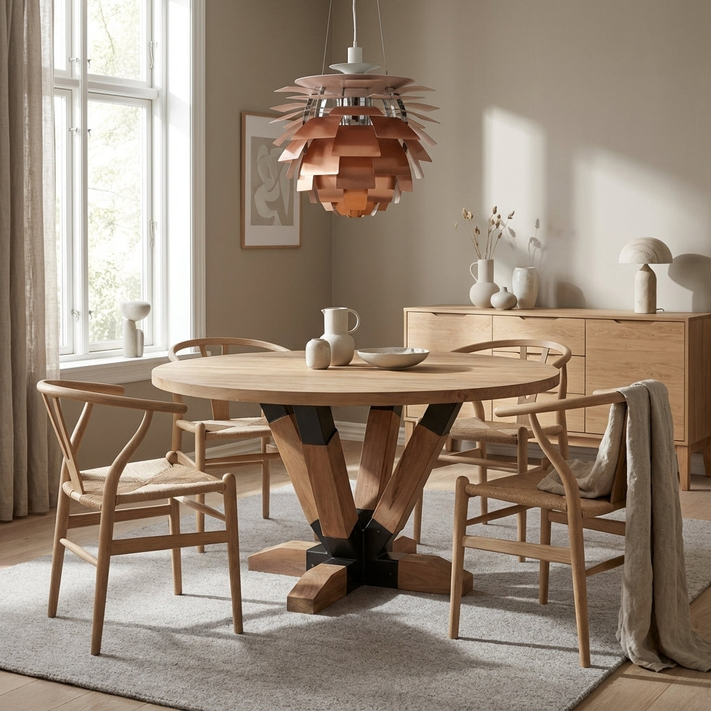 Rundt Spisebord til 6 i teaktræ (ID196)