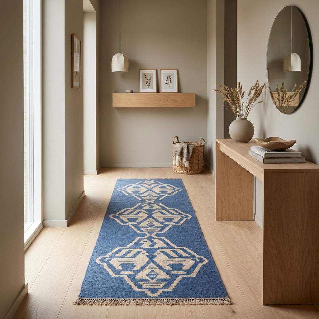 Kelim tæppe – Moderne Uld & Garn Fladvævet (ID289)