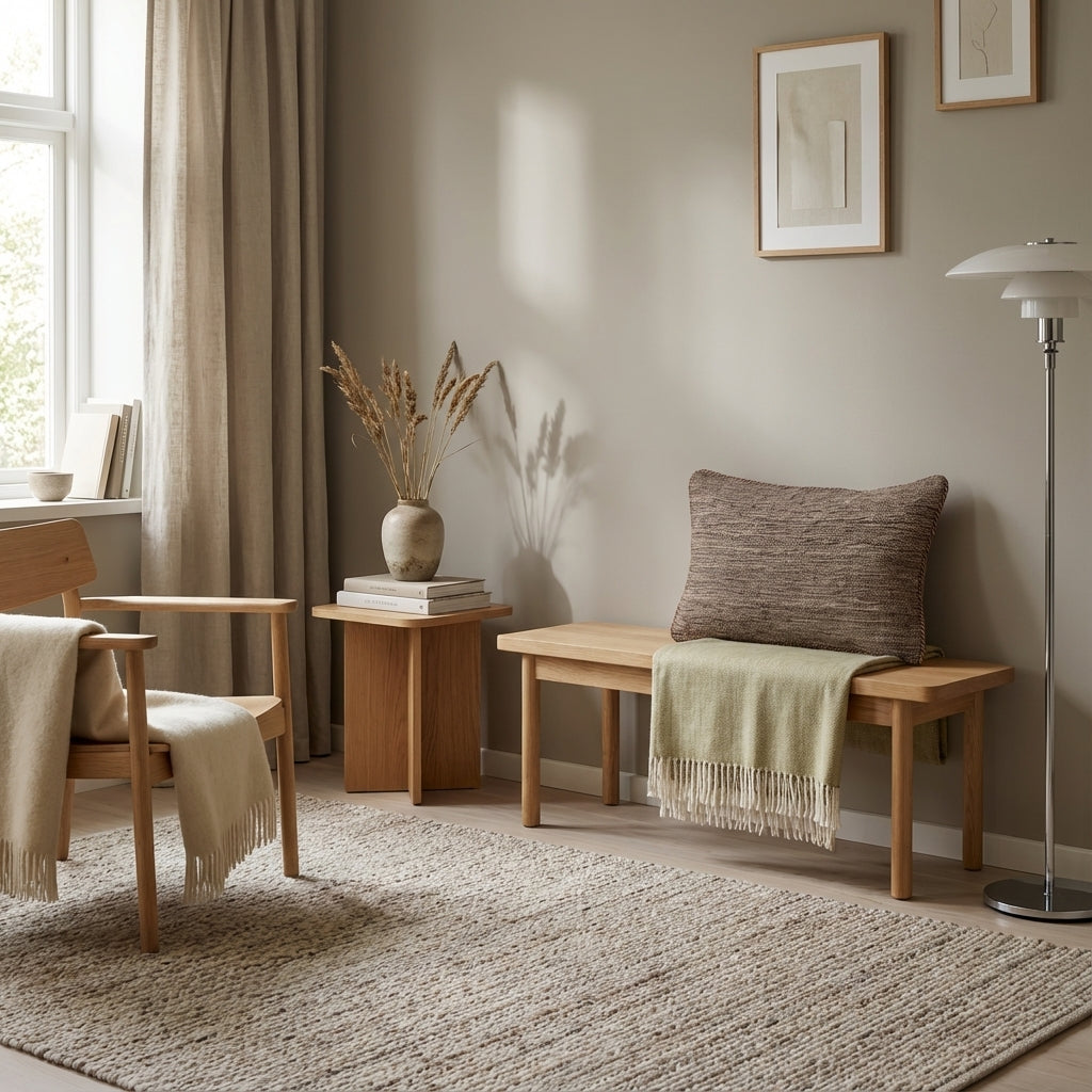 Pude med kelimbetræk (lændepude) – taupe meleret (ID344)