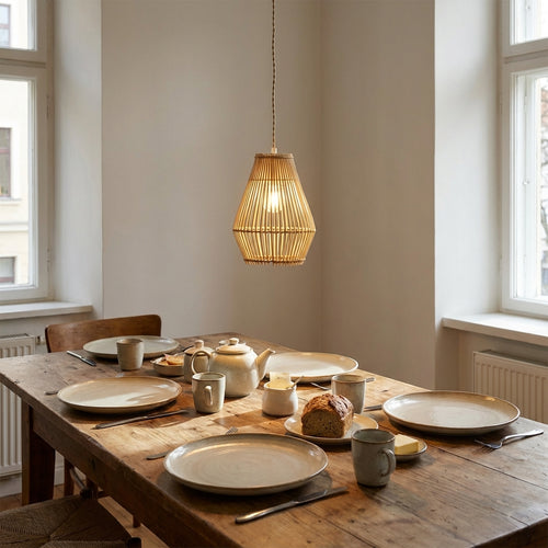 Bambus pendellampe – Gitterdesign (ID277)