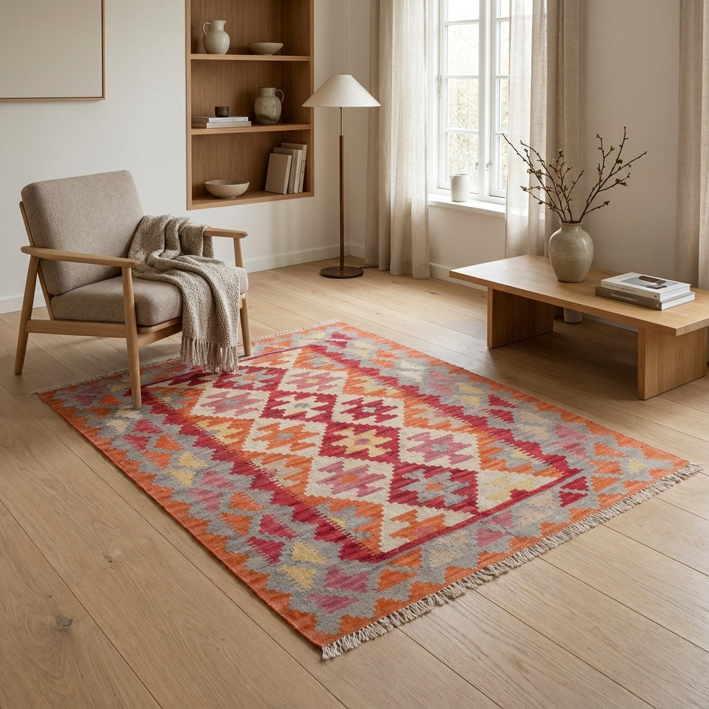 Håndvævet afghansk kelim-tæppe (ID6)