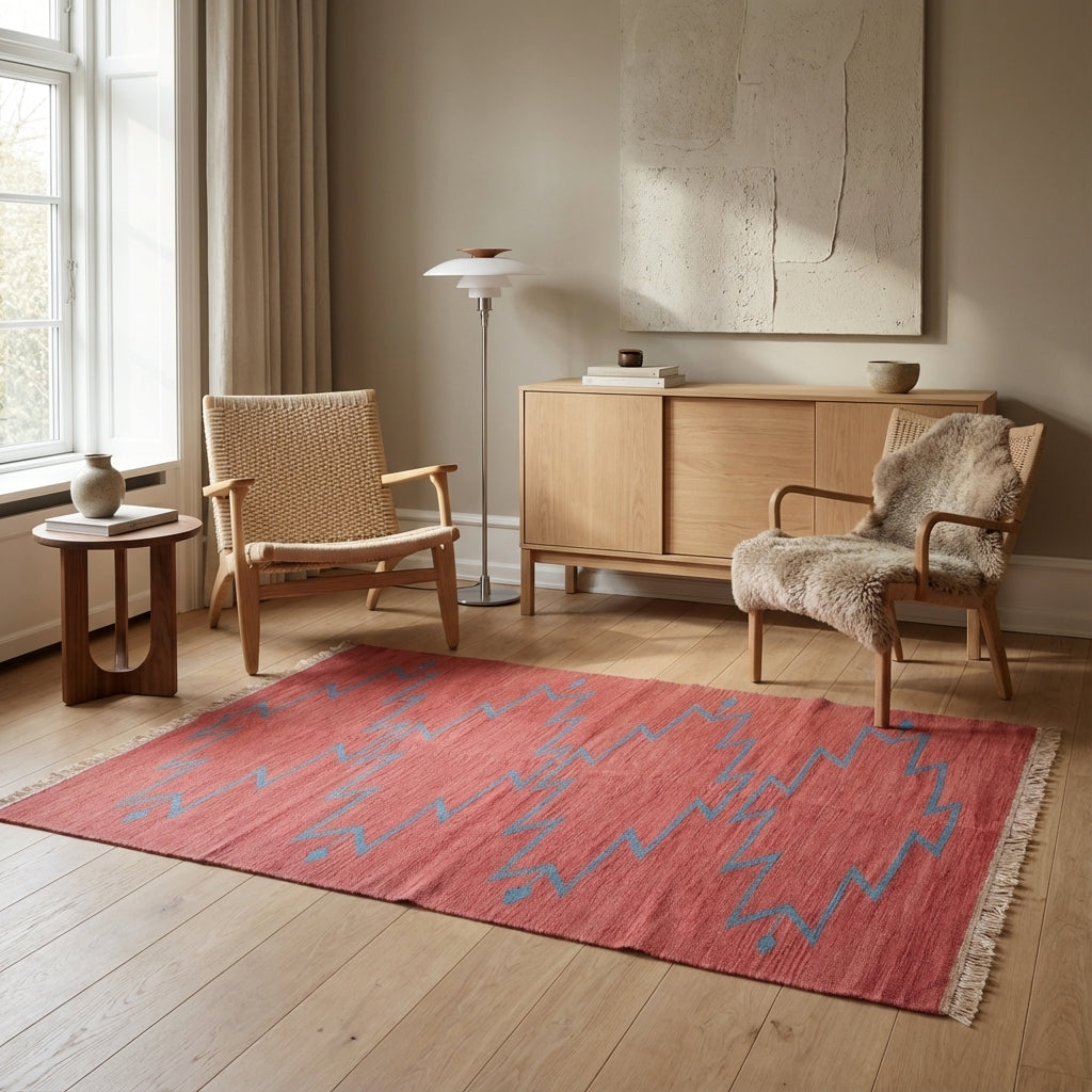 Kelim tæppe – Moderne Uld & Garn Fladvævet (ID281)