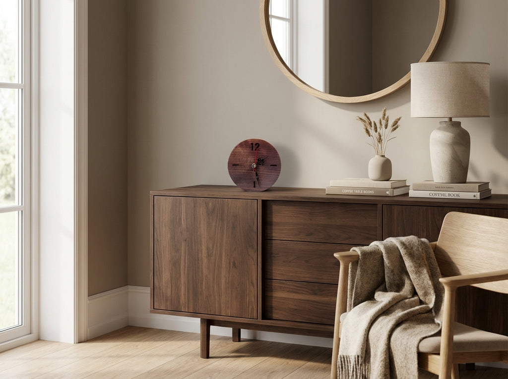 Moderne vægur i træ (ID149)