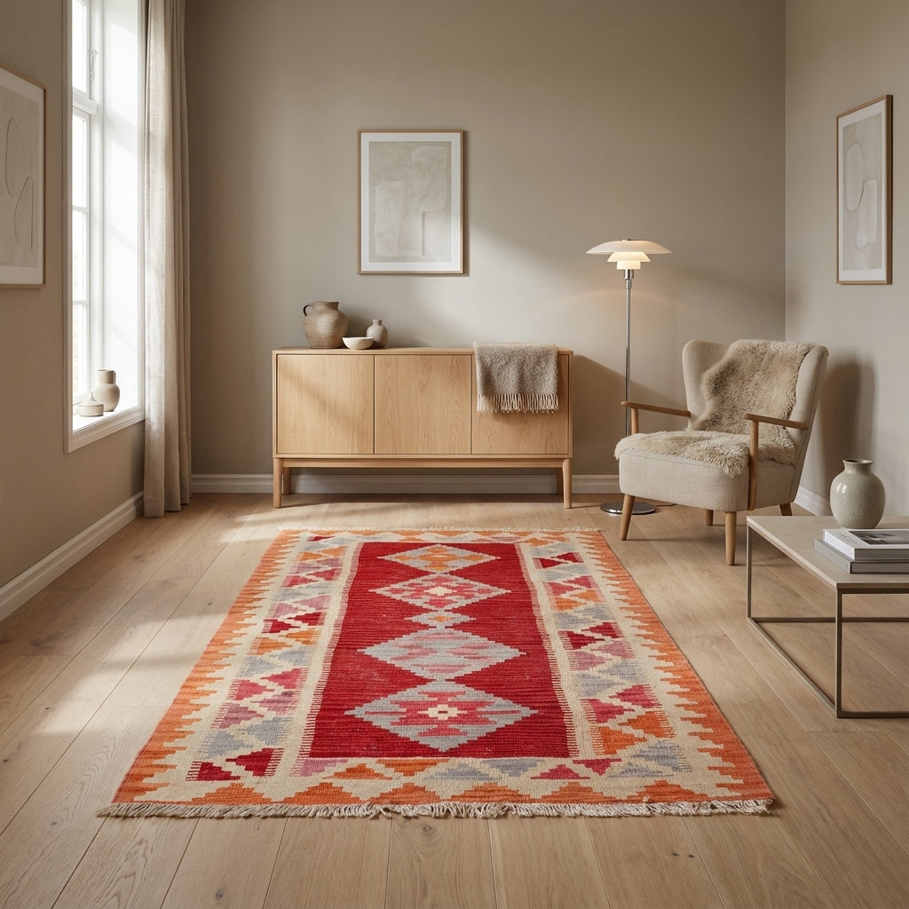 Håndvævet afghansk kelim-tæppe (ID39)