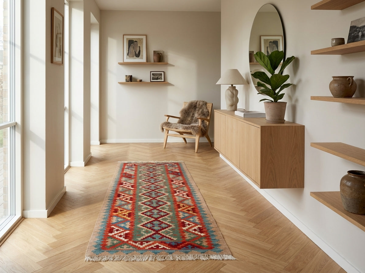 Håndvævet afghansk kelim-tæppe (ID8)