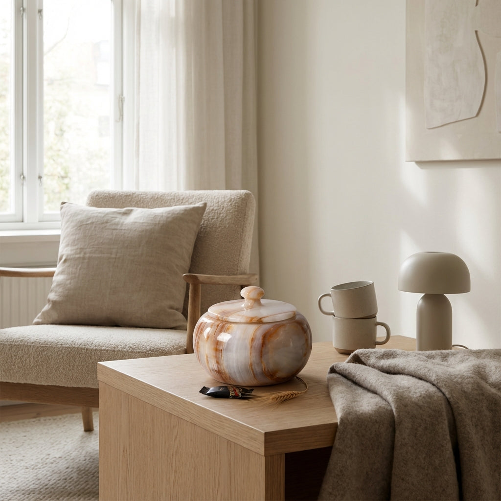 Moderne opbevaringskrukke i sten (ID125)