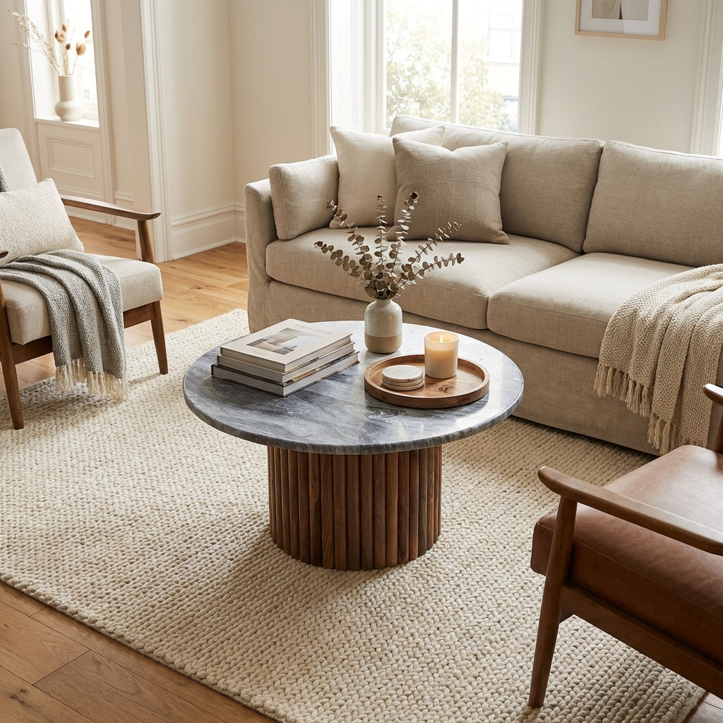 Moderne spisebord i valnød og sten (ID168)