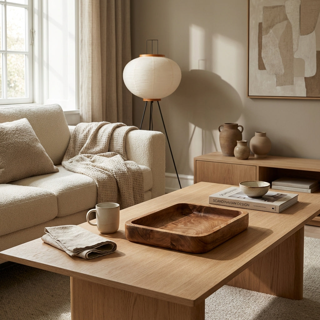 Moderne serveringsbakke i teaktræ (ID138)