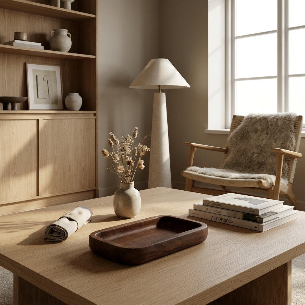 Moderne serveringsbakke i teaktræ (ID141)