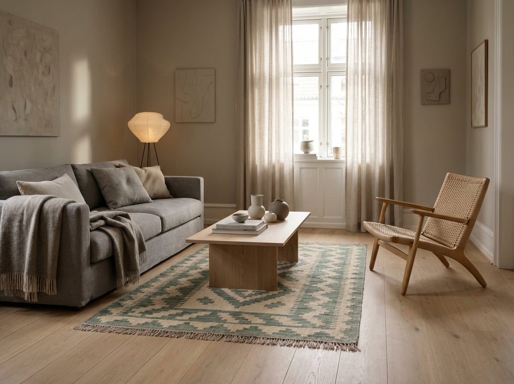 Håndvævet afghansk uld kilim tæppe 131 × 82 cm (ID184)