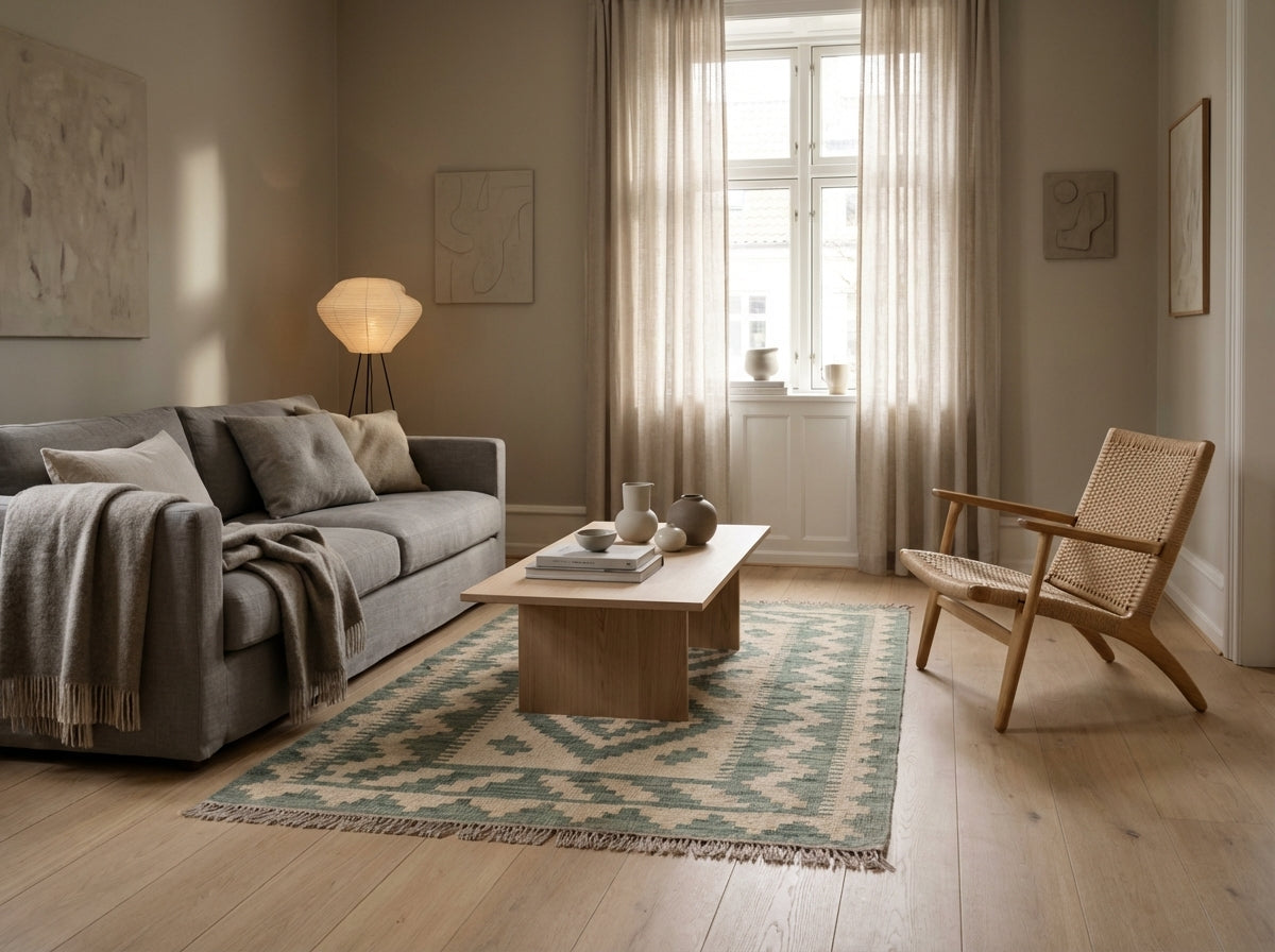 Håndvævet afghansk uld kilim tæppe 131 × 82 cm (ID184)