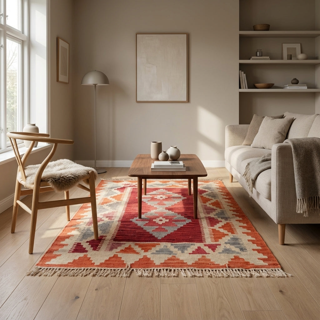 Håndvævet afghansk kelim-tæppe (ID40)