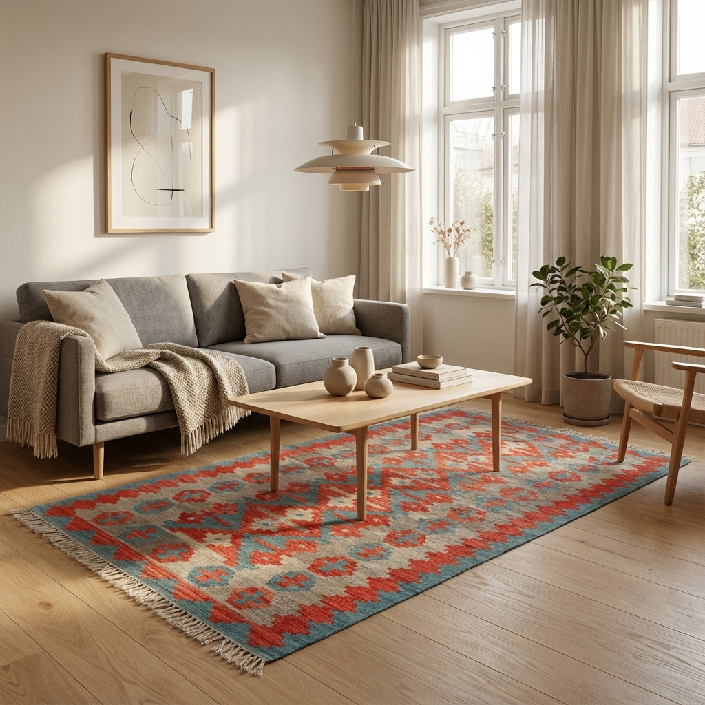 Håndvævet afghansk kelim-tæppe (ID12)