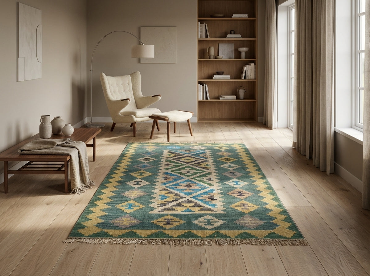 Håndvævet afghansk kelim-tæppe (ID22)