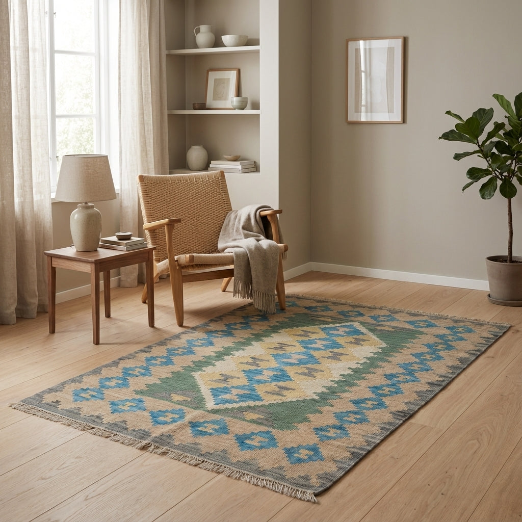 Håndvævet afghansk kelim-tæppe (ID7)