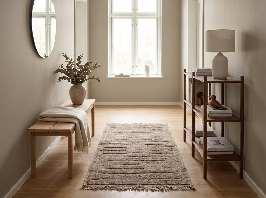 Kelim tæppe – Textured – Tonal Labyrinth Pattern (ID318)