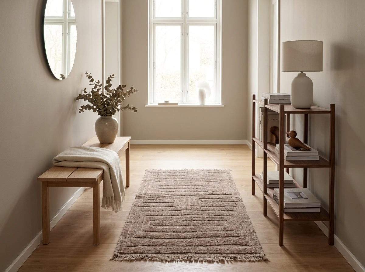 Kelim tæppe – Textured – Tonal Labyrinth Pattern (ID318)