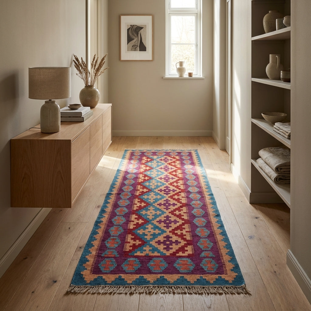 Håndvævet afghansk kelim-tæppe (ID34)