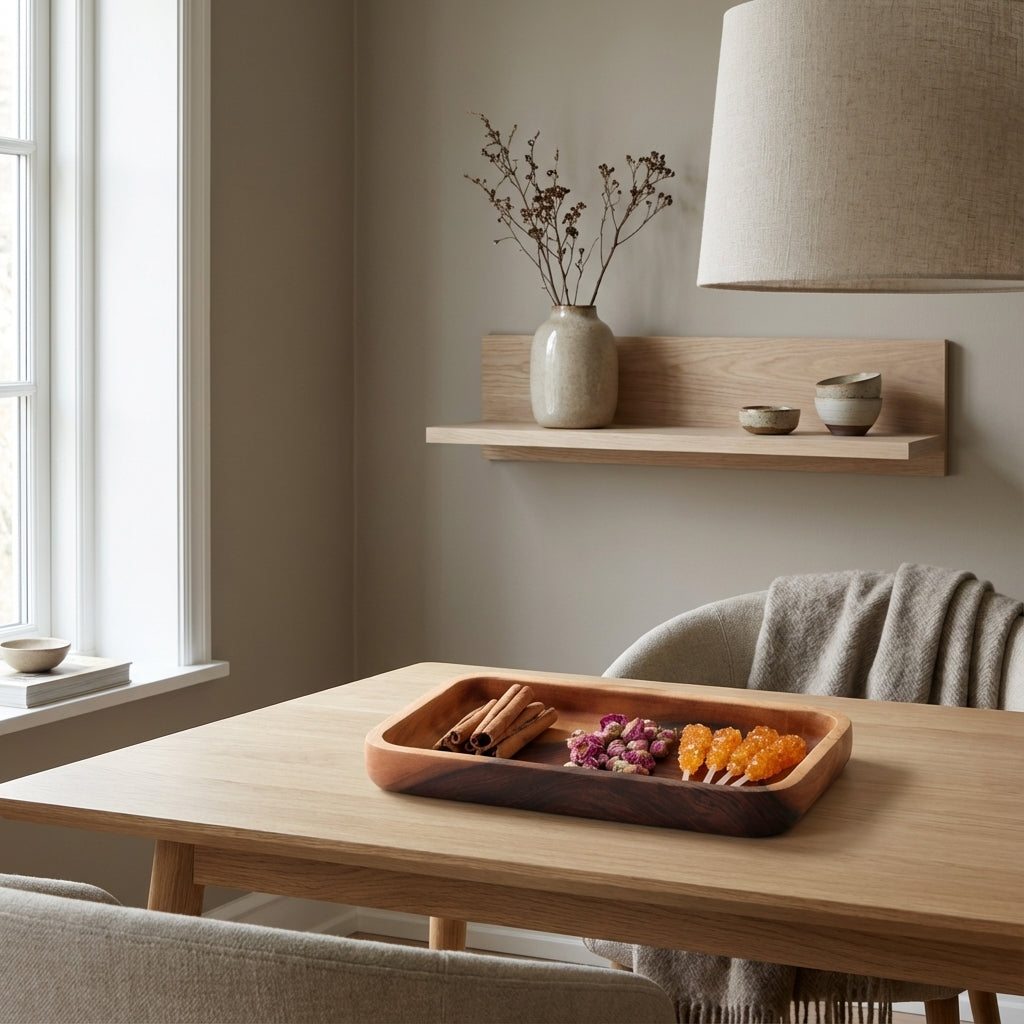 Moderne serveringsbakke i teaktræ (ID135)