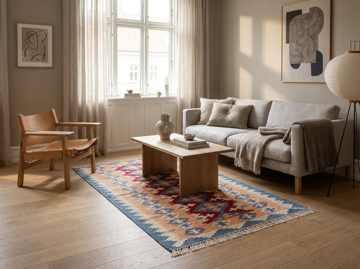 Håndvævet afghansk kelim-tæppe (ID28)