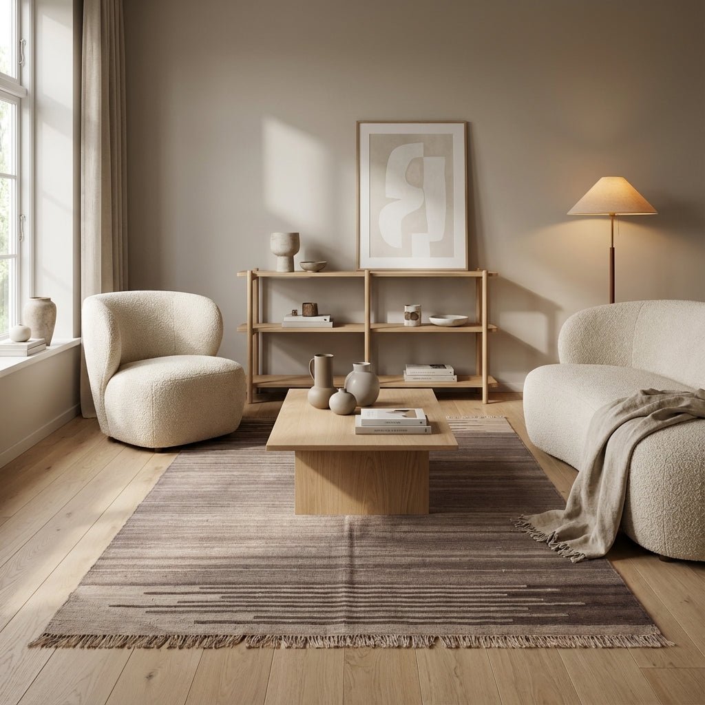 Kelim tæppe – Charcoal Gradient Striber (ID311)