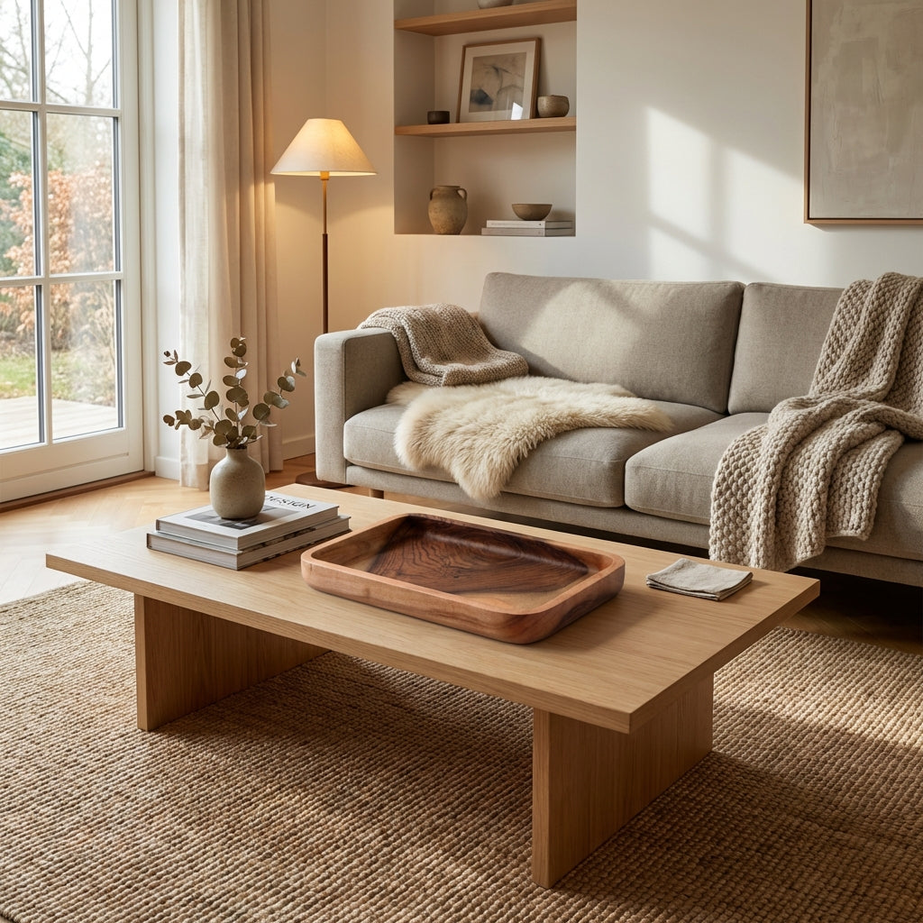 Moderne serveringsbakke i teaktræ (ID136)