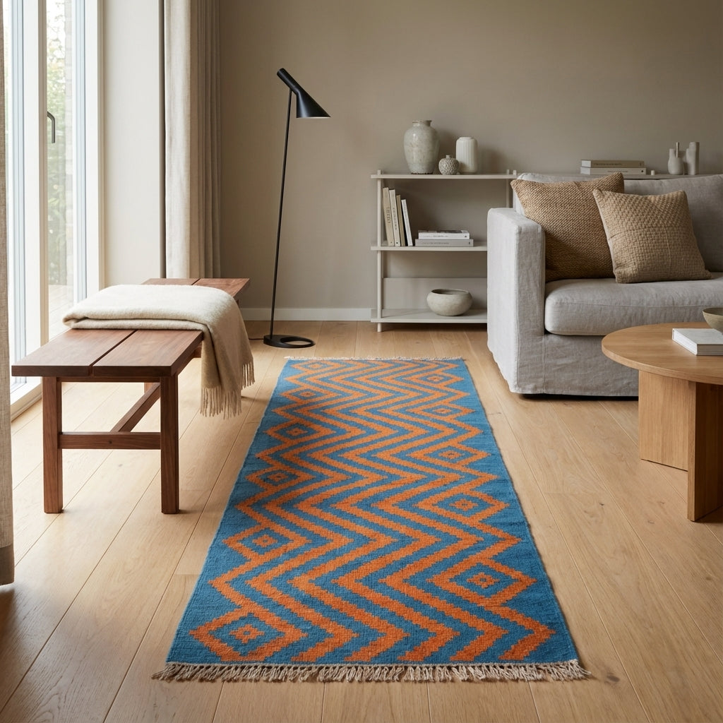 Kelim tæppe – Moderne Uld & Garn Fladvævet (ID307)